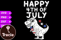 t-rex happy 4th of july svg design 94