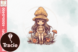 mushroom fairy girl vintage png design design 16