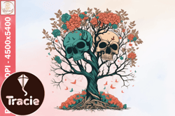 skull vintage flower valentine png design 22