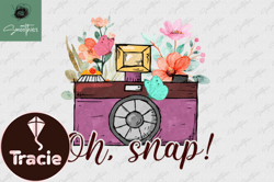 oh snap vintage photography flower png design 39