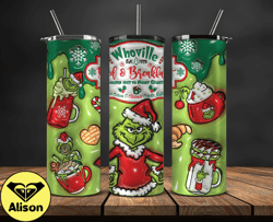 grinchmas christmas 3d inflated puffy tumbler wrap png, christmas 3d tumbler wrap, grinchmas tumbler png 80
