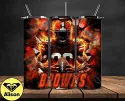 cleveland browns tumbler wrap, crack hole design, logo nfl football, sports tumbler png, tumbler design 06