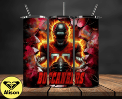 tampa bay buccaneers tumbler wrap, crack hole design, logo nfl football, sports tumbler png, tumbler design 07