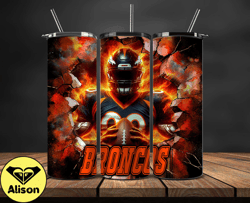 denver broncos tumbler wrap, crack hole design, logo nfl football, sports tumbler png, tumbler design 05