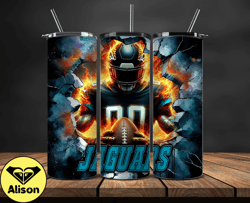 jacksonville jaguars tumbler wrap, crack hole design, logo nfl football, sports tumbler png, tumbler design 18