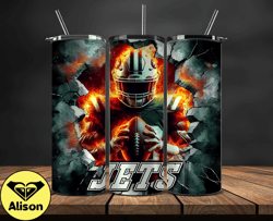 new york jets tumbler wrap, crack hole design, logo nfl football, sports tumbler png, tumbler design 19