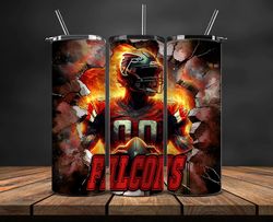 atlanta falcons tumbler wrap, crack hole design, logo nfl football, sports tumbler png, tumbler design 16