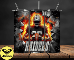 las vegas raiders tumbler wrap, crack hole design, logo nfl football, sports tumbler png, tumbler design 24