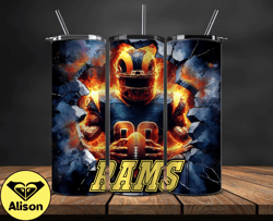 los angeles rams tumbler wrap, crack hole design, logo nfl football, sports tumbler png, tumbler design 25