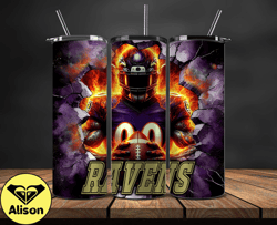 baltimore ravens tumbler wrap, crack hole design, logo nfl football, sports tumbler png, tumbler design 26