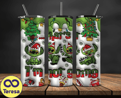 Christmas 20oz Tumbler Wrap PNG, Christmas 3D Inflated Puffy Tumbler Wrap Png, Grinchmas 20oz Png 121