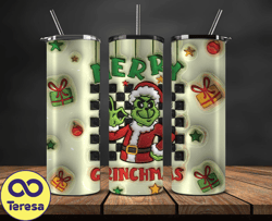 grinchmas christmas 3d inflated puffy tumbler wrap png, christmas 3d tumbler wrap, grinchmas tumbler png 101