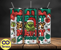 grinchmas christmas 3d inflated puffy tumbler wrap png, christmas 3d tumbler wrap, grinchmas tumbler png 126