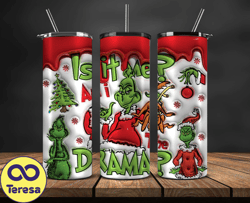 grinchmas christmas 3d inflated puffy tumbler wrap png, christmas 3d tumbler wrap, grinchmas tumbler png 125