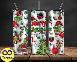 grinchmas christmas 3d inflated puffy tumbler wrap png, christmas 3d tumbler wrap, grinchmas tumbler png 128