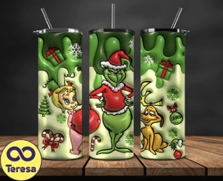 grinchmas christmas 3d inflated puffy tumbler wrap png, christmas 3d tumbler wrap, grinchmas tumbler png 129