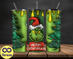 grinchmas christmas 3d inflated puffy tumbler wrap png, christmas 3d tumbler wrap, grinchmas tumbler png 131
