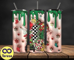 grinchmas christmas 3d inflated puffy tumbler wrap png, christmas 3d tumbler wrap, grinchmas tumbler png 130