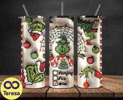 grinchmas christmas 3d inflated puffy tumbler wrap png, christmas 3d tumbler wrap, grinchmas tumbler png 135