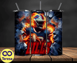 buffalo bills tumbler wrap, crack hole design, logo nfl football, sports tumbler png, tumbler design 04