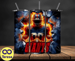 new york giants tumbler wrap, crack hole design, logo nfl football, sports tumbler png, tumbler design 17