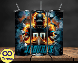 jacksonville jaguars tumbler wrap, crack hole design, logo nfl football, sports tumbler png, tumbler design 18