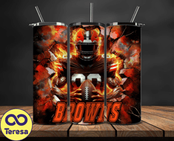 cleveland browns tumbler wrap, crack hole design, logo nfl football, sports tumbler png, tumbler design 06