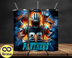 carolina panthers tumbler wrap, crack hole design, logo nfl football, sports tumbler png, tumbler design 22