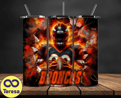 denver broncos tumbler wrap, crack hole design, logo nfl football, sports tumbler png, tumbler design 05