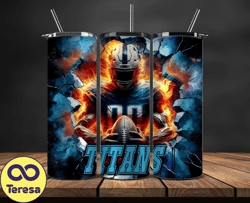 tennessee titans tumbler wrap, crack hole design, logo nfl football, sports tumbler png, tumbler design 31