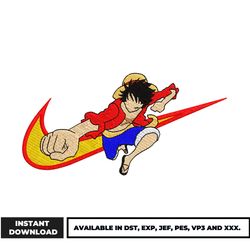 luffy one piece x nike embroidery design