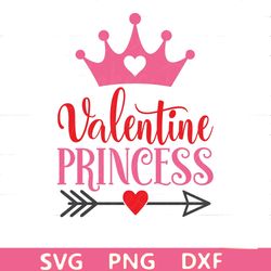 valentine princess svg- instant digital download - png -svg-dxf-valentine's day- baby- girl-