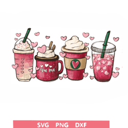 valentine coffee lover png, latte iced stars coffee digital download, sublimation design hand