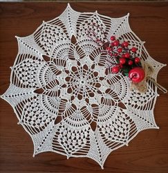 handmade crochet lace doily round table topper tablecloth 42cm16.5inch