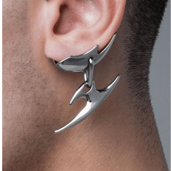 cyberpunk hip hop unisex ear clip, gothic punk silver color dagger earless piercing couple earrings accessories jewelry