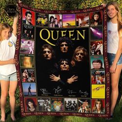 queen rock band album covers fleece blanket, mink sherpa blanket, queen band blanket, signature blanket, rock band quilt