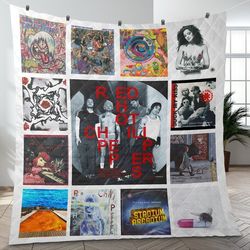 red hot chili peppers fleece blanket, the chili peppers fleece blanket, rhcp rock band tour blanket mink sherpa, rhcp fa
