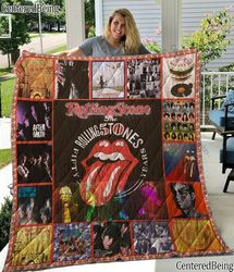 the rolling stones quilt blanket, the rolling stones blanket, bedding blanket, quilt blanket, custom quilt blanket, pers