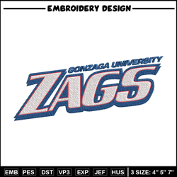 gonzaga bulldogs logo embroidery design, ncaa embroidery, sport embroidery, logo sport embroidery, embroidery design