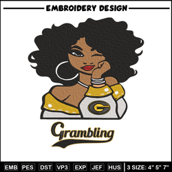 grambling state girl embroidery design, ncaa embroidery, embroidery design, logo sport embroidery, sport embroidery