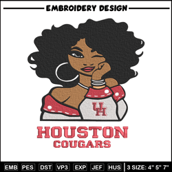 houston cougars girl embroidery design, ncaa embroidery, embroidery design, logo sport embroidery,sport embroidery