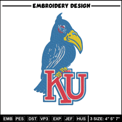 kansas university logo embroidery design, ncaa embroidery, sport embroidery,logo sport embroidery,embroidery design