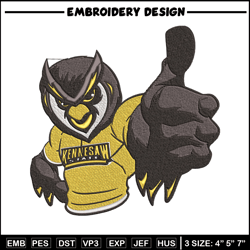 kennesaw state mascot embroidery design,ncaa embroidery, sport embroidery,logo sport embroidery,embroidery design