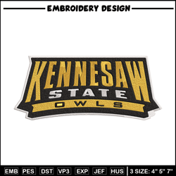 kennesaw state owls logo embroidery design, ncaa embroidery, sport embroidery, logo sport embroidery,embroidery design.