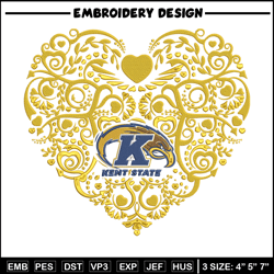 kent state heart embroidery design, sport embroidery, logo sport embroidery, embroidery design,ncaa embroidery