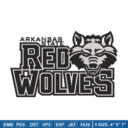 arkansas state logo embroidery design, ncaa embroidery, sport embroidery,logo sport embroidery, embroidery design