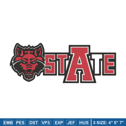 arkansas state logo embroidery design, ncaa embroidery, sport embroidery,logo sport embroidery,embroidery design