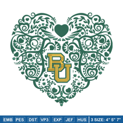 baylor bears heart embroidery design, sport embroidery, logo sport embroidery, embroidery design,ncaa embroidery