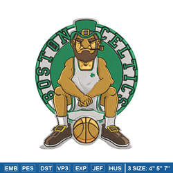 boston celtics mascot embroidery design, nba embroidery, sport embroidery, logo sport embroidery, embroidery design