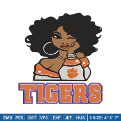 clemson tigers girl embroidery design, ncaa embroidery, embroidery design, logo sport embroidery,sport embroidery